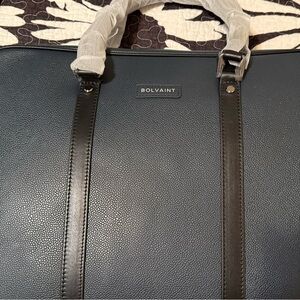Bolvaint Black Pebble Leather Briefcase for Men